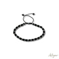 Unisex Volcanic Stone and Hematite Bracelet with Black Beads, Nero Design by Arteyar, Minimalist Modern Jewelry with Adjustable Cord, Elegant and Strong Accessory.