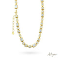 Gold-Plated Necklace with Rectangular, Oval and Circular Crystal Links for Women, Luz Design by Arteyar, Elegant Jewelry for Special Occasions.