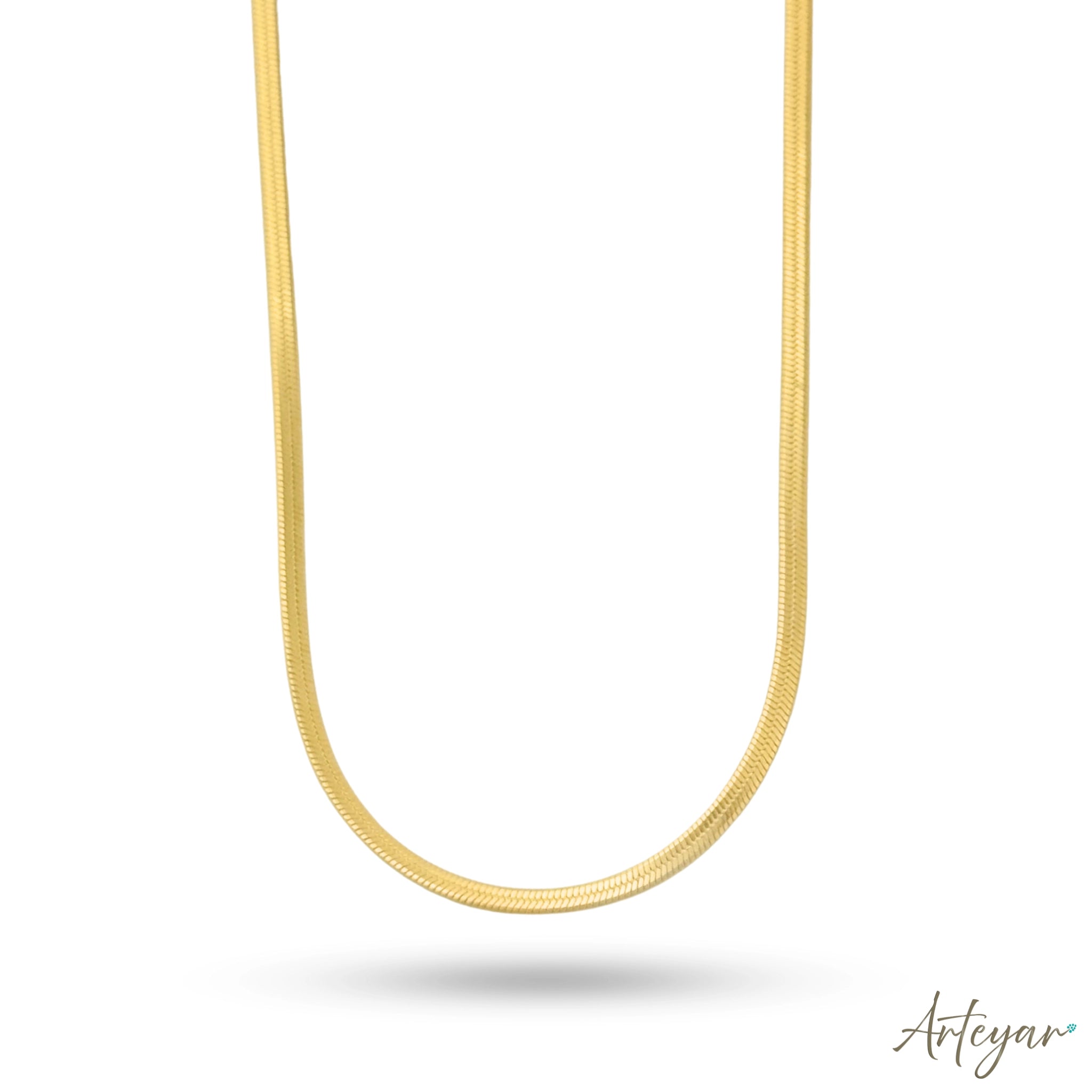 Lina Golden Snake Necklace with Smooth Links and Extender for Women, Arteyar Design, Elegant and Versatile Jewelry.
