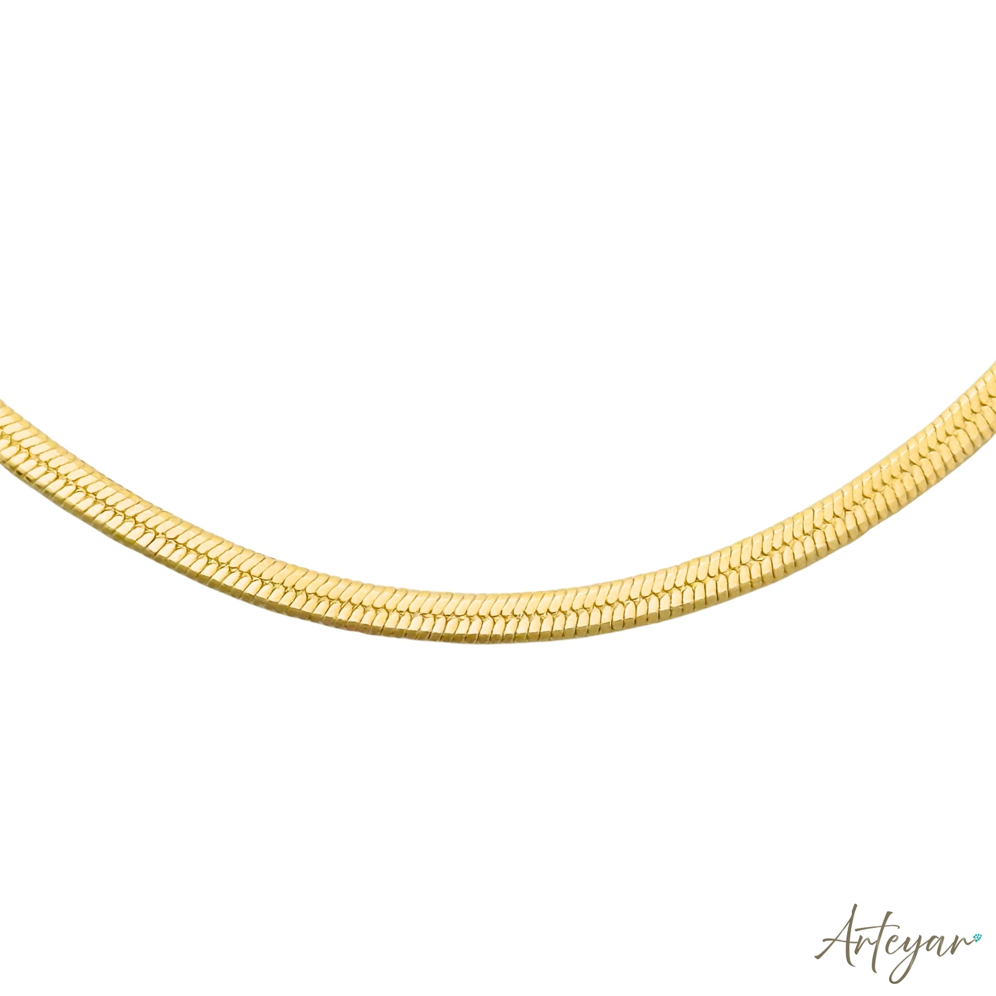 Lina Golden Snake Necklace with Smooth Links and Extender for Women, Arteyar Design, Elegant and Versatile Jewelry.