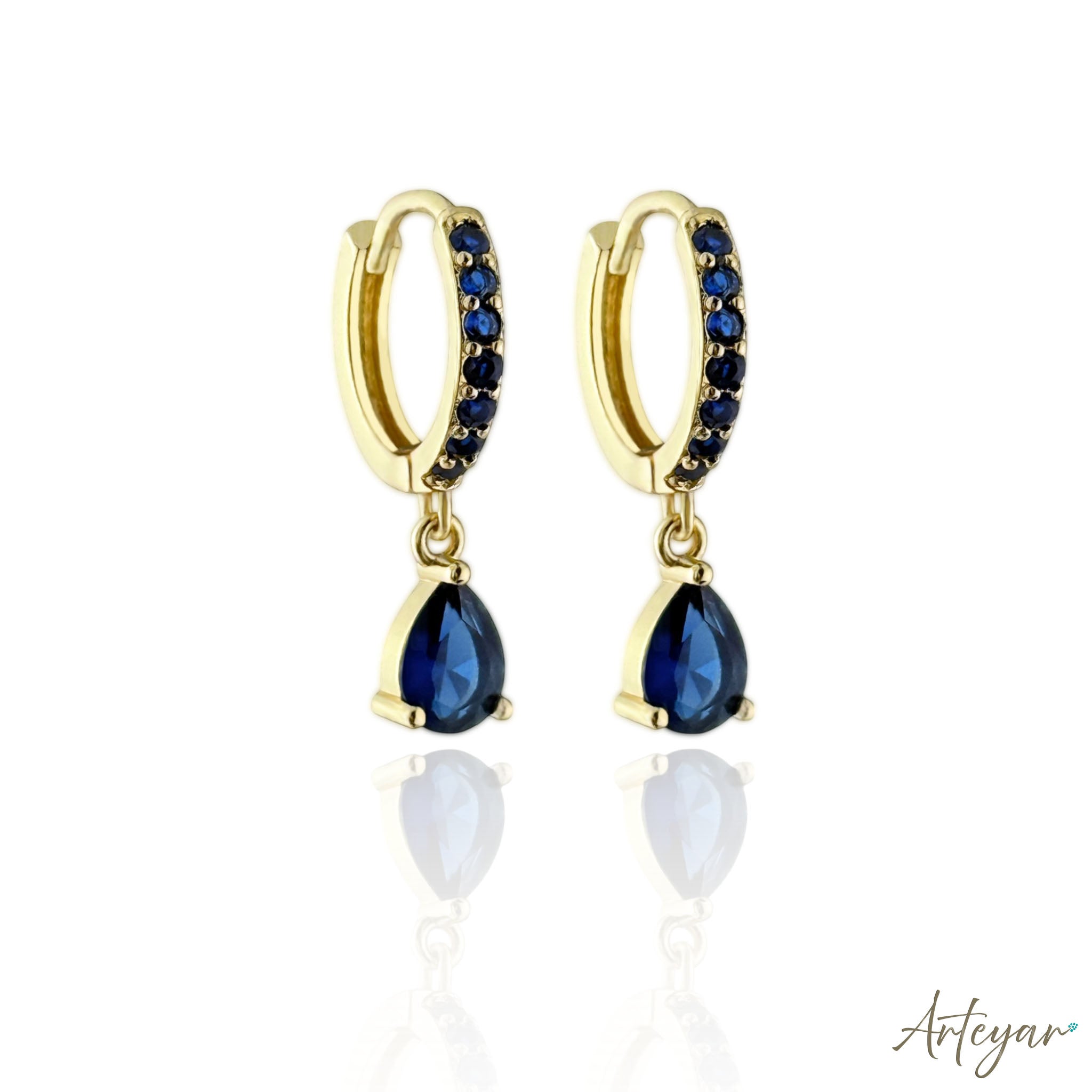 Nala Blue Crystal Hoop Earrings