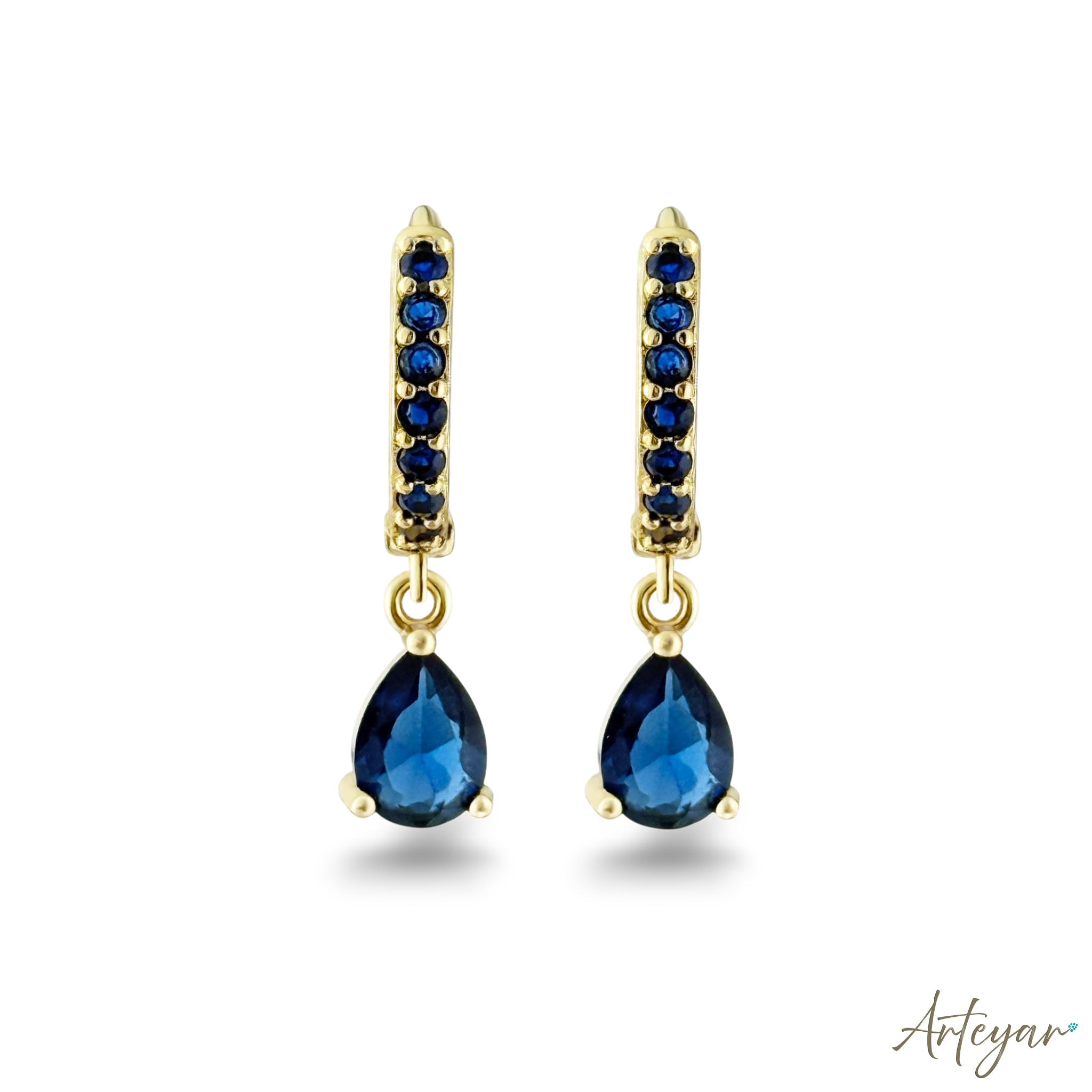 Nala Blue Crystal Hoop Earrings