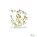 Golden Hoop Earrings with Pearls and Green Mother of Pearl for Women, Vera Nacar Design by Arteyar, Elegant and Delicate Jewelry.