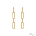 Gold Link Earrings for Women, Neo Design by Arteyar, Modern Geometric Jewelry with Elongated Shapes and Glossy Finish