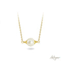 Golden Link Necklace with Central Pearl, Delicate and Timeless Jewelry for Women, Elara Design by Arteyar.