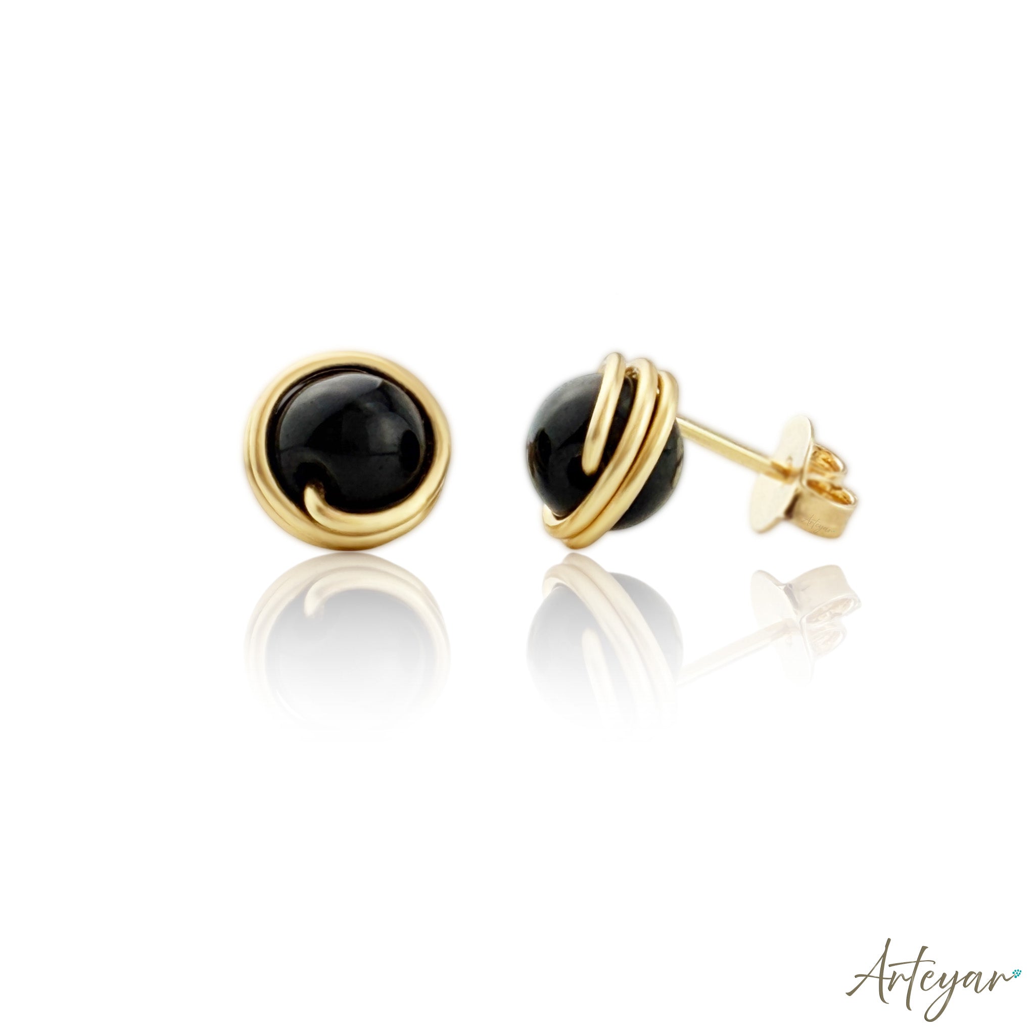 Ondine Black Jade Stud Earrings