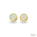Handmade Opal and Gold Earrings for Women, Ondine Design by Arteyar, Elegant Minimalist Iridescent Stone Jewelry.