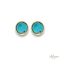 Handmade Synthetic Turquoise and Gold Stud Earrings for Women, Ondine Design by Arteyar, Elegant Minimalist Blue Stone Jewelry.