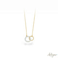 Gold Necklace with Transparent Crystals and Interlocking Rings for Women, Fusió Light Design by Arteyar, Minimalist Elegant Jewelry Symbolizing Unity, Perfect for Daily Wear and Occasions.