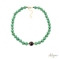 Elegant Hand-Knotted Necklace with Vibrant Green Howlite Beads and a Pearlescent Centerpiece, Gaia Green Design by Arteyar, Modern and Sophisticated Adjustable Jewelry.