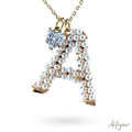 Elegant Golden Necklace with a Personalized Hand-Crafted Pearl Initial and Sparkling Heart Charm, Signa Design by Arteyar, Classic Elegance with Personal Sentiment, Perfect for Daily Wear or as a Meaningful Gift.