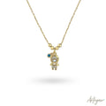 Delicate gold necklace with child-shaped pendant and crystals – Petit by Arteyar