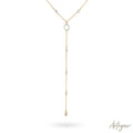 Elegant Golden Lariat Necklace with Freshwater Pearls and a Pearl-Covered Circle Drop, Moonlit Design by Arteyar, Romantic and Sophisticated Jewelry with Ethereal Elegance.