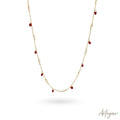 Elegant Golden Chain Necklace with Luminous Pearls and Vibrant Red Crystals, Whisper Necklace - Red Design by Arteyar, Timeless and Minimalist Jewelry Perfect for Layering.