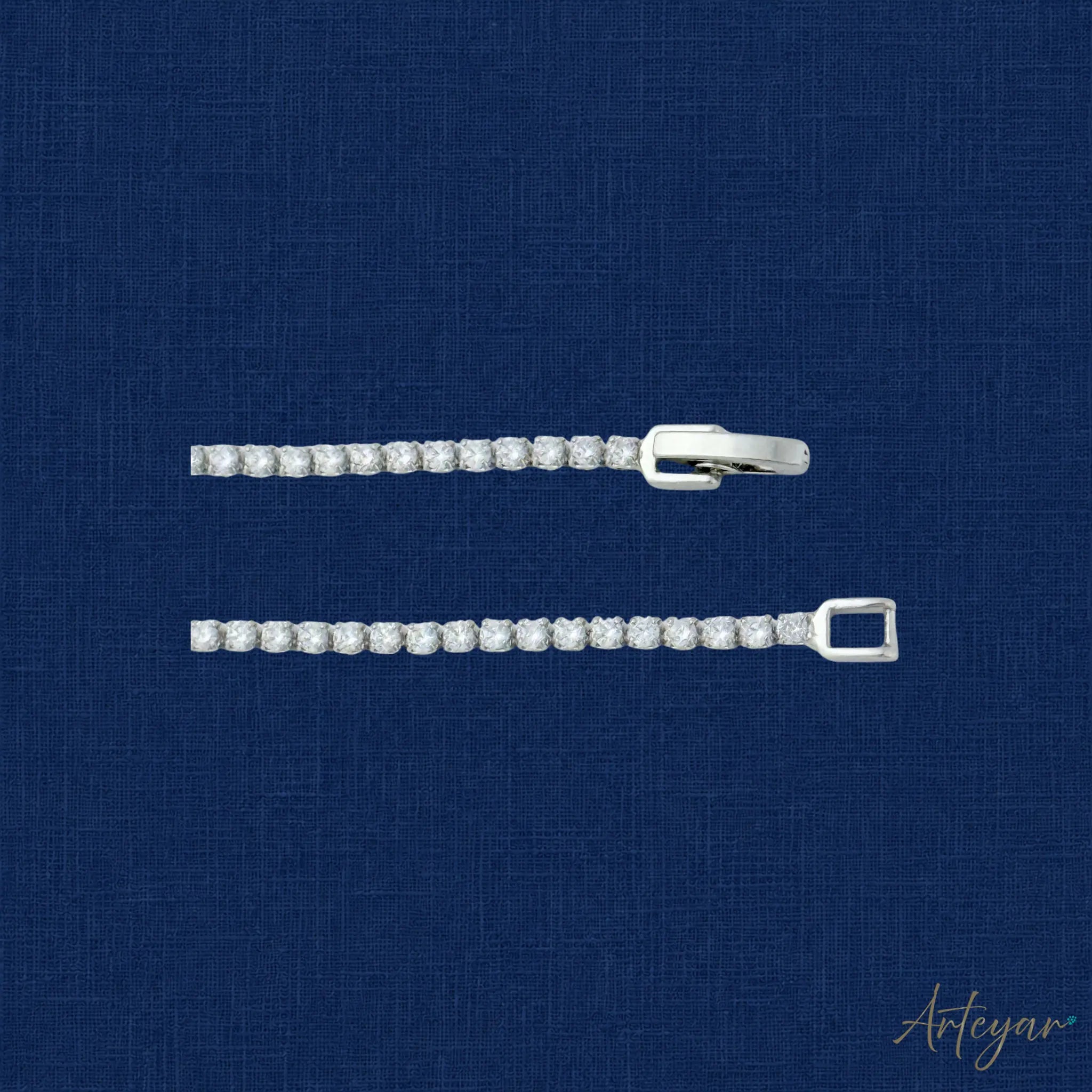 Silver Tennis Necklace with Shiny Crystals, Elegant and Subtle Jewelry for Women, Radia Design by Arteyar.