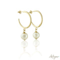 Open Gold Hoop Earrings with Pearl for Women, Sari Design by Arteyar, Minimalist and Elegant Jewelry.