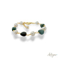 Bracelet with natural amazonite stones, pearls and gold accents – Verte by Arteyar