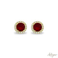 Red Crystal Earrings for Women, Mia Design by Arteyar, Elegant Jewelry with Halo of Transparent Crystals.