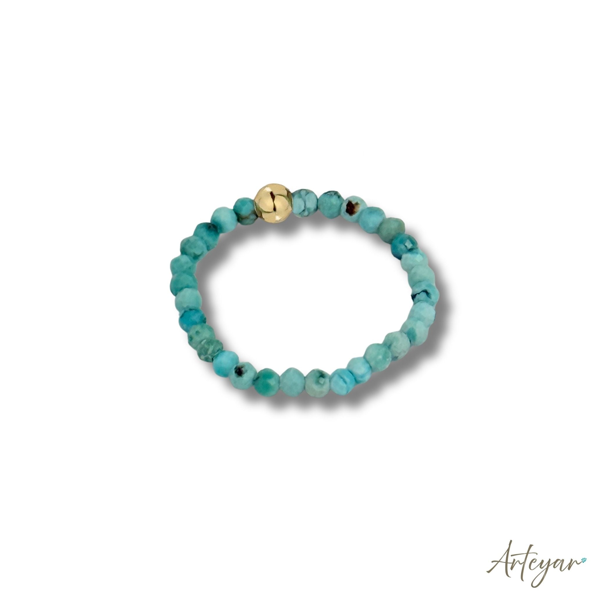 Elegant ring with transparent faceted crystal and gold bead – Luce Crystal by Arteyar.
