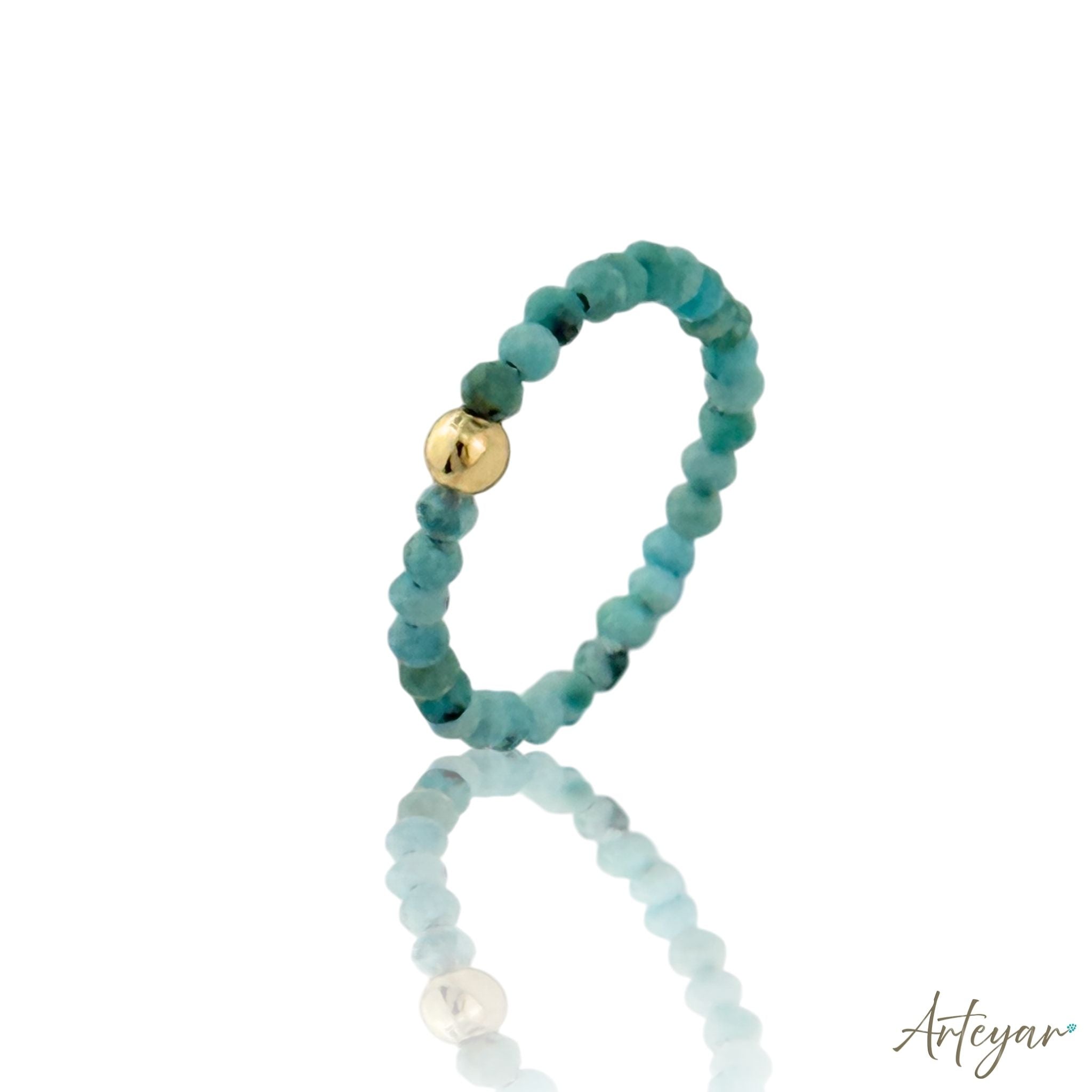 Elegant ring with transparent faceted crystal and gold bead – Luce Crystal by Arteyar.