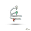 Tears Silver Ring with Multicolor Tear-Shaped Stones on Curved Band for Women, Arteyar Design, Dynamic and Modern Jewelry.