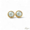 Handmade Cotton Pearl and Gold Earrings for Women, Ondine Design by Arteyar, Elegant Minimalist Lightweight Jewelry.
