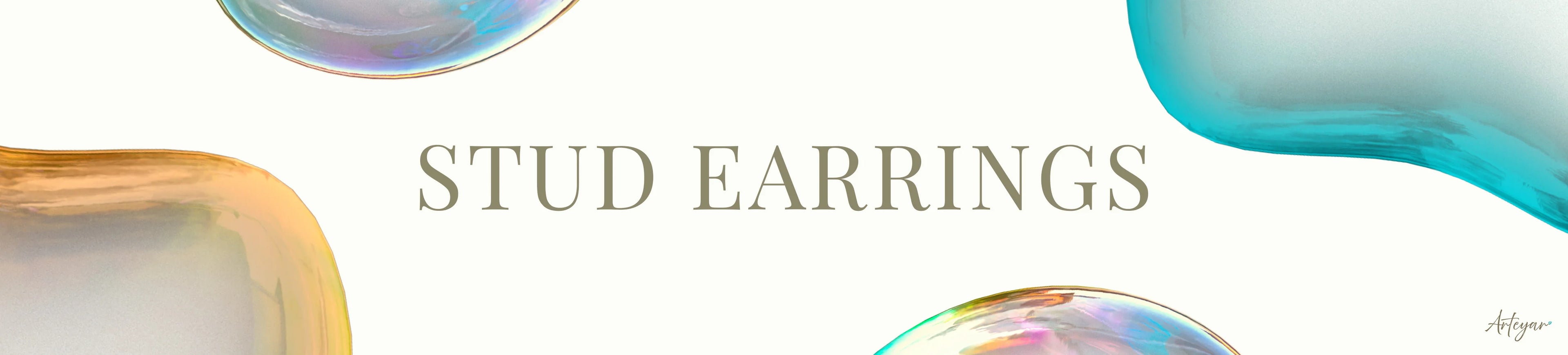 Stud earrings collection — handmade gold stud earrings, delicate gemstone and pearl studs, handcrafted fine jewelry by Arteyar