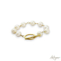 White Pearl Bracelet Linked by Delicate Golden Threads, Sophisticated Jewelry for Women, Amore Design by Arteyar.
